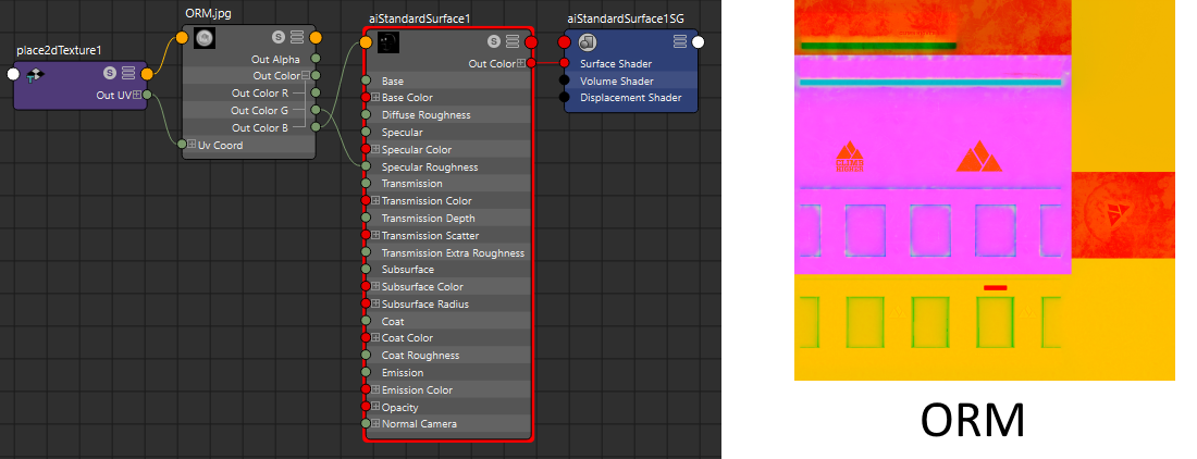 glTF AiStandardSurface hypershade ORM map